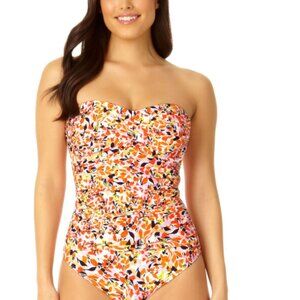 NWT Anne Cole Twist Front‎ Shirred One-Piece Swimsuit Size 12